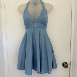 Lulu's Light Blue Backless Halter Dress size small